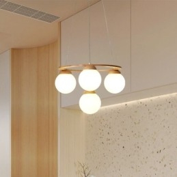 Lámpara colgante de madera japonesa con forma de molécula
