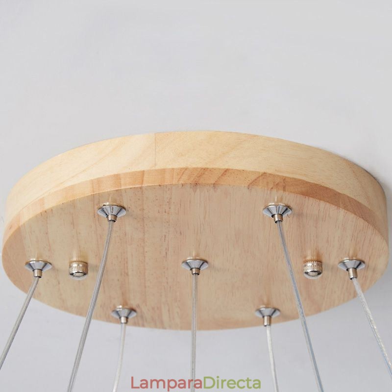 Lámpara colgante de madera japonesa con forma de molécula