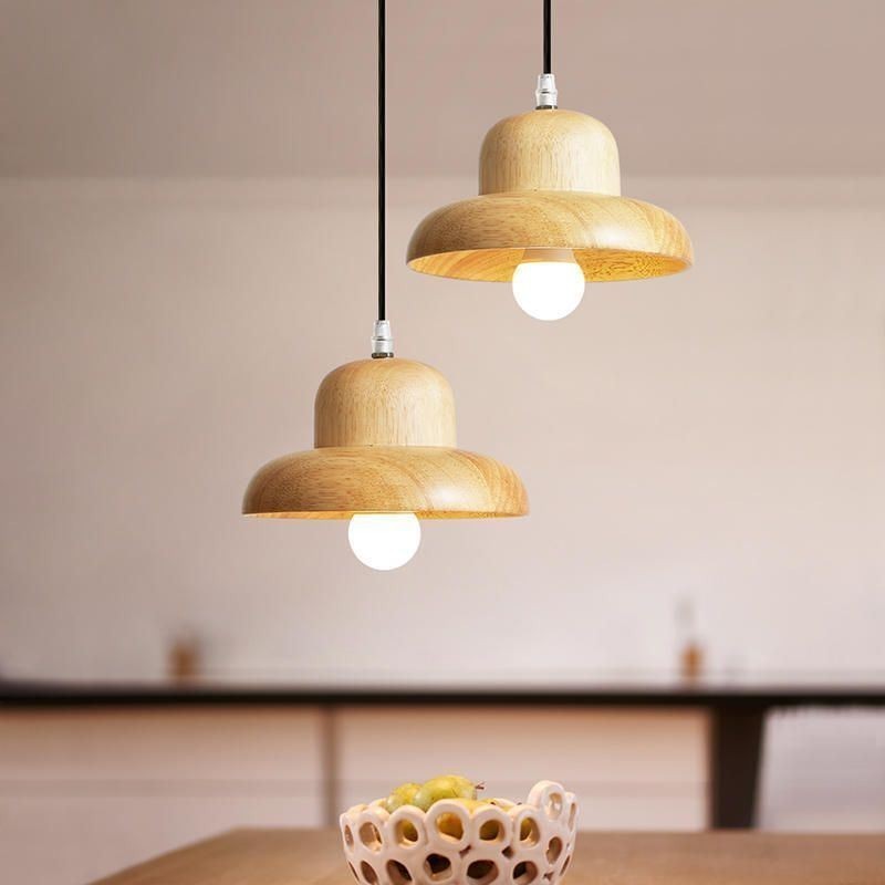 Lámpara colgante de madera japonesa para sombreros