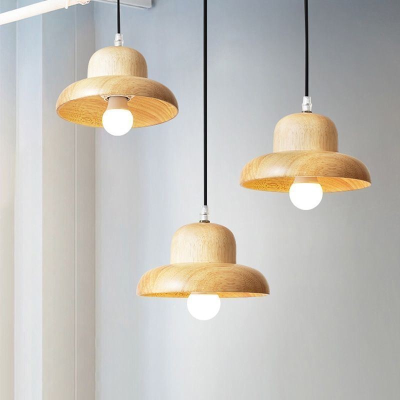 Lámpara colgante de madera japonesa para sombreros