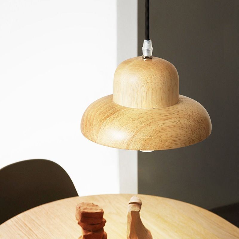 Lámpara colgante de madera japonesa para sombreros