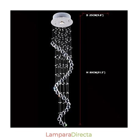 Lámpara colgante de cristal, 1 luz, plateada, transparente, K9, cristal helicoidal, lámparas de techo, altura 80 cm. Lámpara colgante de cristal, 1 luz, plateada, transparente, K9, cristal helicoidal, lámparas de techo, altura 80 cm.