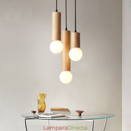 Lámpara colgante de madera japonesa de 3 luces Lámpara colgante de madera japonesa de 3 luces