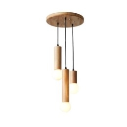 Lámpara colgante de madera japonesa de 3 luces