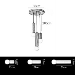 Lámpara colgante de madera japonesa de 3 luces