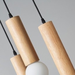 Lámpara colgante de madera japonesa de 3 luces