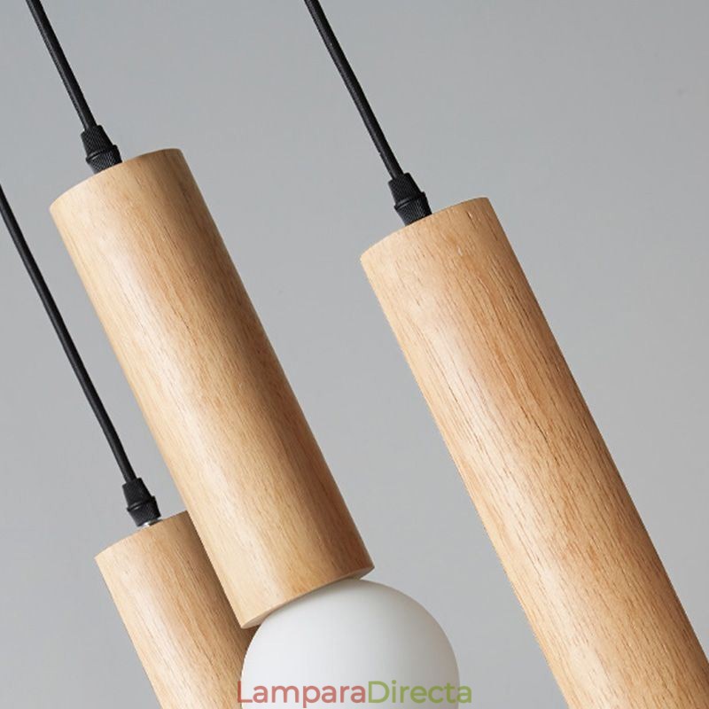 Lámpara colgante de madera japonesa de 3 luces