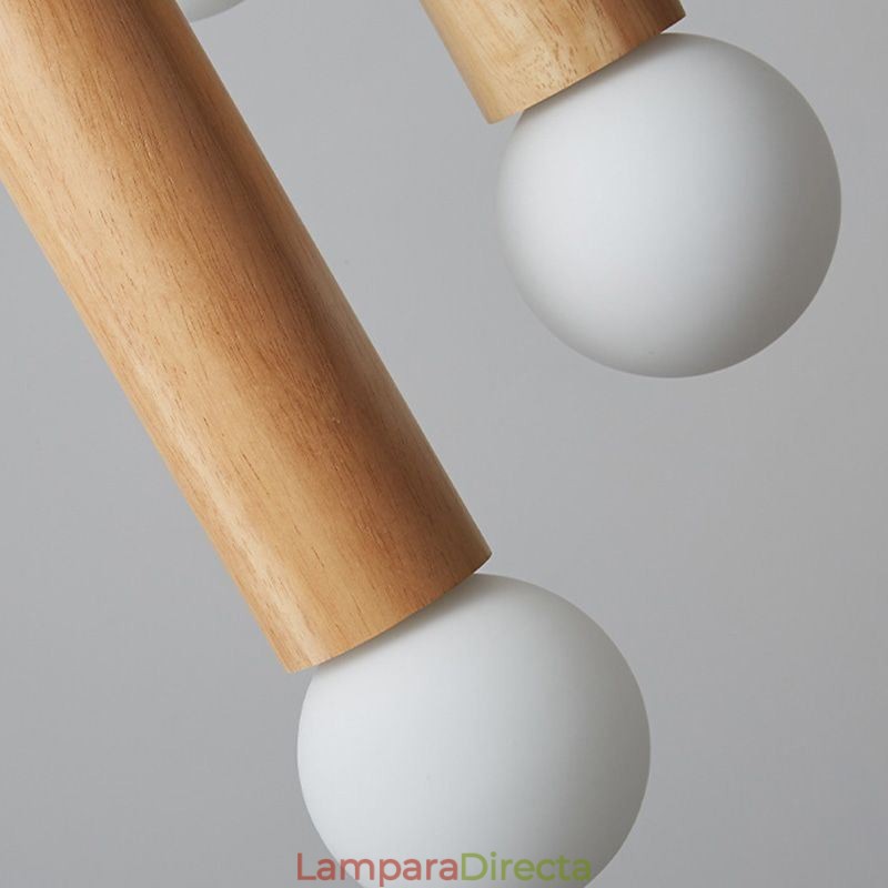 Lámpara colgante de madera japonesa de 3 luces