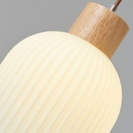 Lámpara colgante de madera japonesa con farol de cristal