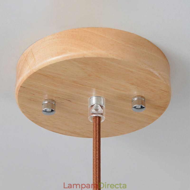 Lámpara colgante de madera japonesa con farol de cristal