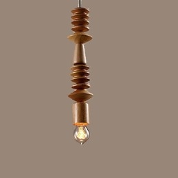 Lámpara de araña estilo mini, tradicional, clásica, de madera y bambú.