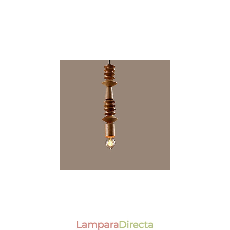 Lámpara de araña estilo mini, tradicional, clásica, de madera y bambú.