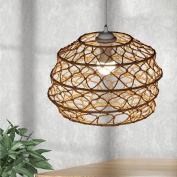Lámpara colgante pastoral moderna de ratán con pantalla plegable