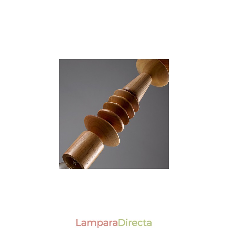 Lámpara de araña estilo mini, tradicional, clásica, de madera y bambú.