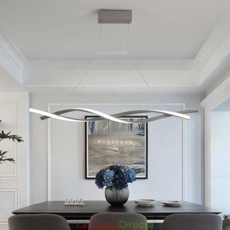 Lámpara colgante moderna con diseño giratorio para comedor
