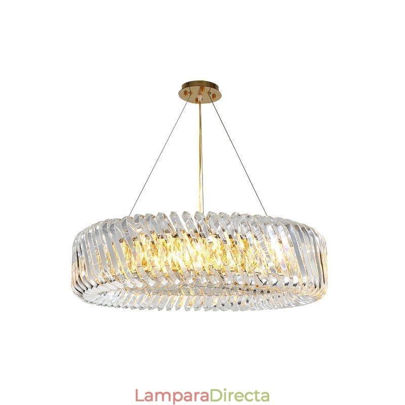 Lámpara colgante europea con decoración redonda de cristal