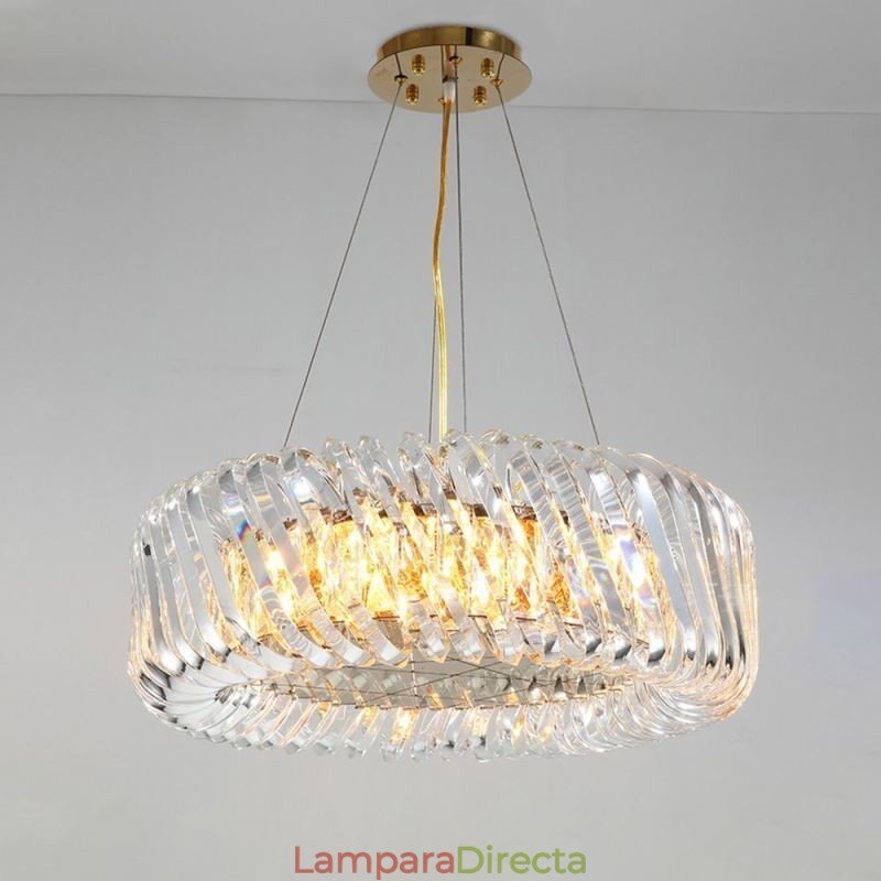 Lámpara colgante europea con decoración redonda de cristal