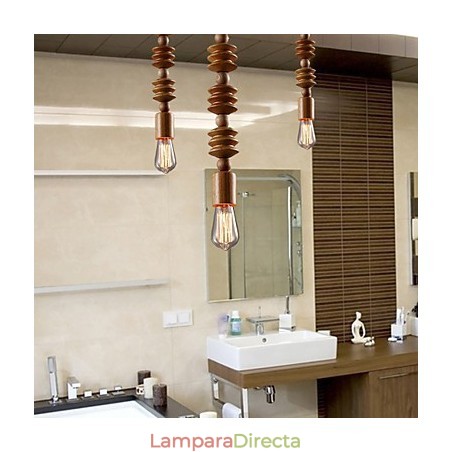 Lámpara de araña estilo mini, tradicional, clásica, de madera y bambú. Lámpara de araña estilo mini, tradicional, clásica, de madera y bambú.