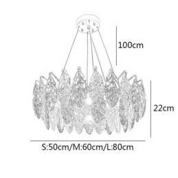 Lámpara colgante de hierro europea con diseño creativo de hojas de cristal