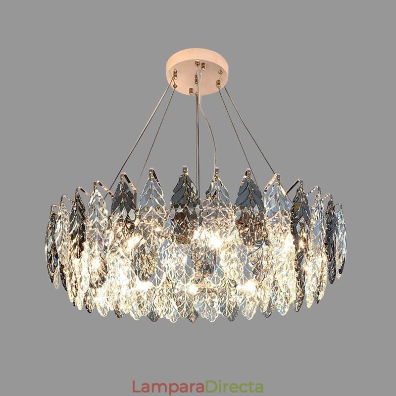 Lámpara colgante de hierro europea con diseño creativo de hojas de cristal