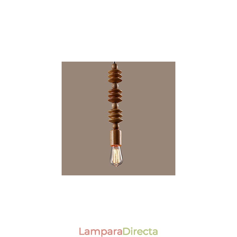 Lámpara de araña estilo mini, tradicional, clásica, de madera y bambú.