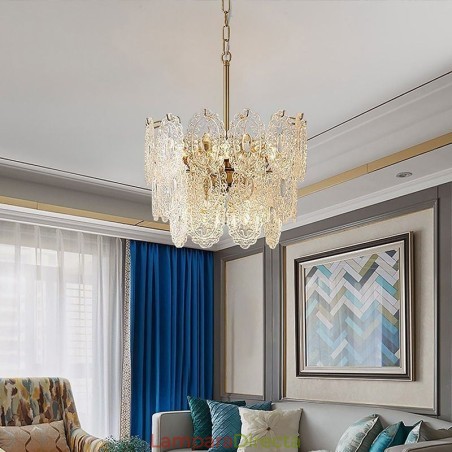 Lámpara colgante de cristal moderna con decoración de bronce y oro Lámpara colgante de cristal moderna con decoración de bronce y oro