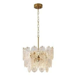 Lámpara colgante de cristal moderna con decoración de bronce y oro
