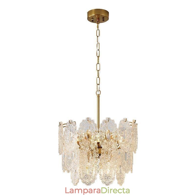 Lámpara colgante de cristal moderna con decoración de bronce y oro