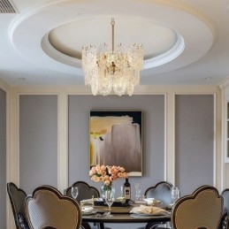 Lámpara colgante de cristal moderna con decoración de bronce y oro
