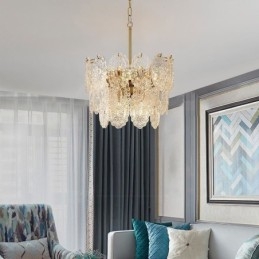 Lámpara colgante de cristal moderna con decoración de bronce y oro