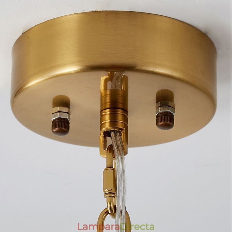 Lámpara colgante de cristal moderna con decoración de bronce y oro