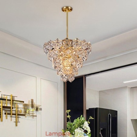 Lámpara colgante de cristal europea moderna con forma de cono Lámpara colgante de cristal europea moderna con forma de cono