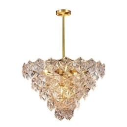 Lámpara colgante de cristal europea moderna con forma de cono