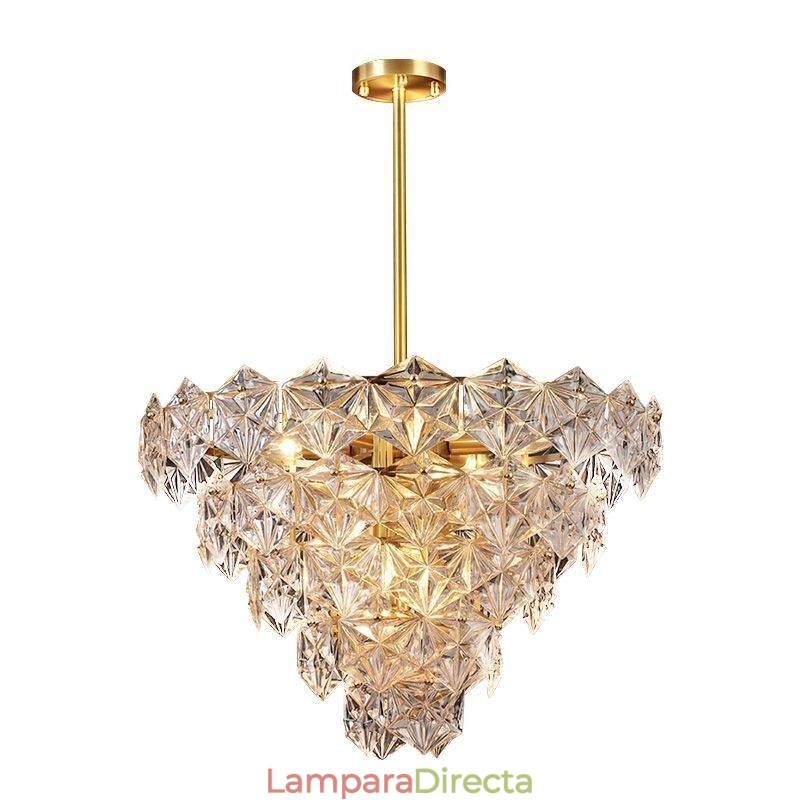 Lámpara colgante de cristal europea moderna con forma de cono