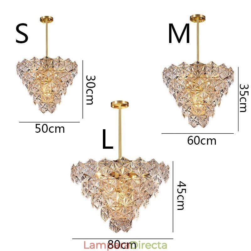 Lámpara colgante de cristal europea moderna con forma de cono