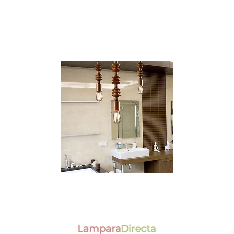 Lámpara de araña estilo mini, tradicional, clásica, de madera y bambú.