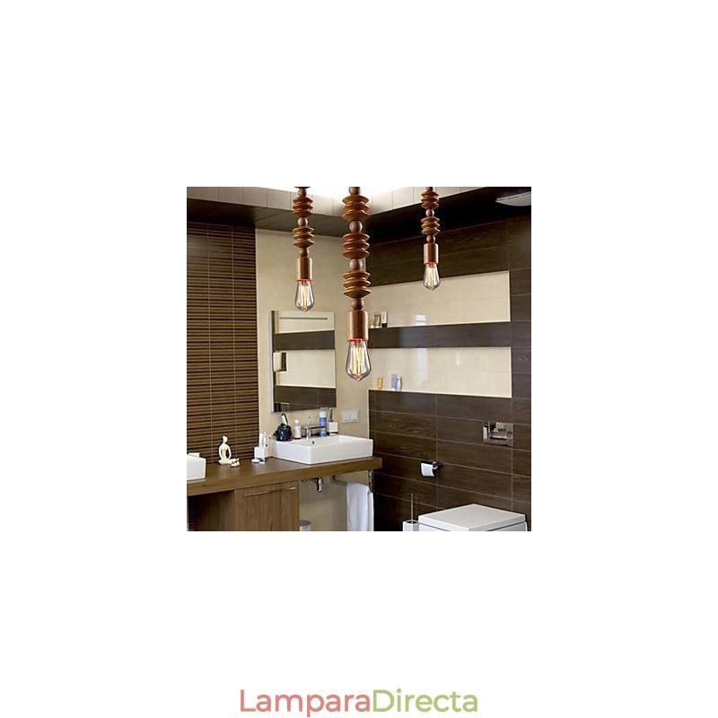 Lámpara de araña estilo mini, tradicional, clásica, de madera y bambú.