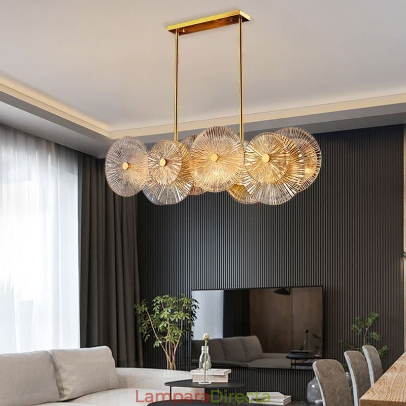 Lámpara colgante moderna de cristal con forma de disco de chispa y fuegos artificiales, iluminación para decoración del hogar