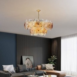 Lámpara colgante moderna de cristal con forma de disco de chispa y fuegos artificiales, iluminación decorativa para el hogar