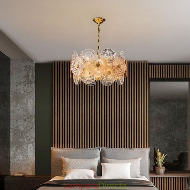 Lámpara colgante moderna de cristal con forma de disco de chispa y fuegos artificiales, iluminación decorativa para el hogar