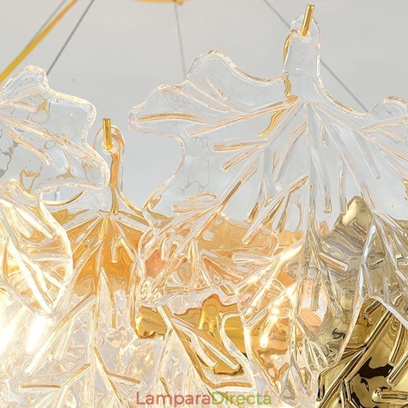 Lámpara colgante de hoja de arce con diseño de araña de cristal para decoración del hogar europea