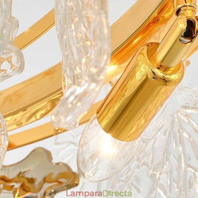 Lámpara colgante de hoja de arce con diseño de araña de cristal para decoración del hogar europea