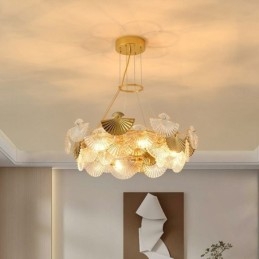 Lámpara colgante de cristal estilo europeo con forma de abanico