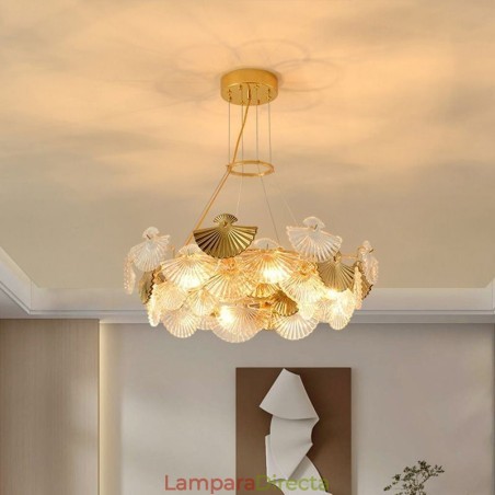 Lámpara colgante de cristal estilo europeo con forma de abanico Lámpara colgante de cristal estilo europeo con forma de abanico