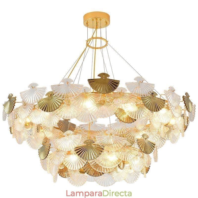 Lámpara colgante de cristal estilo europeo con forma de abanico