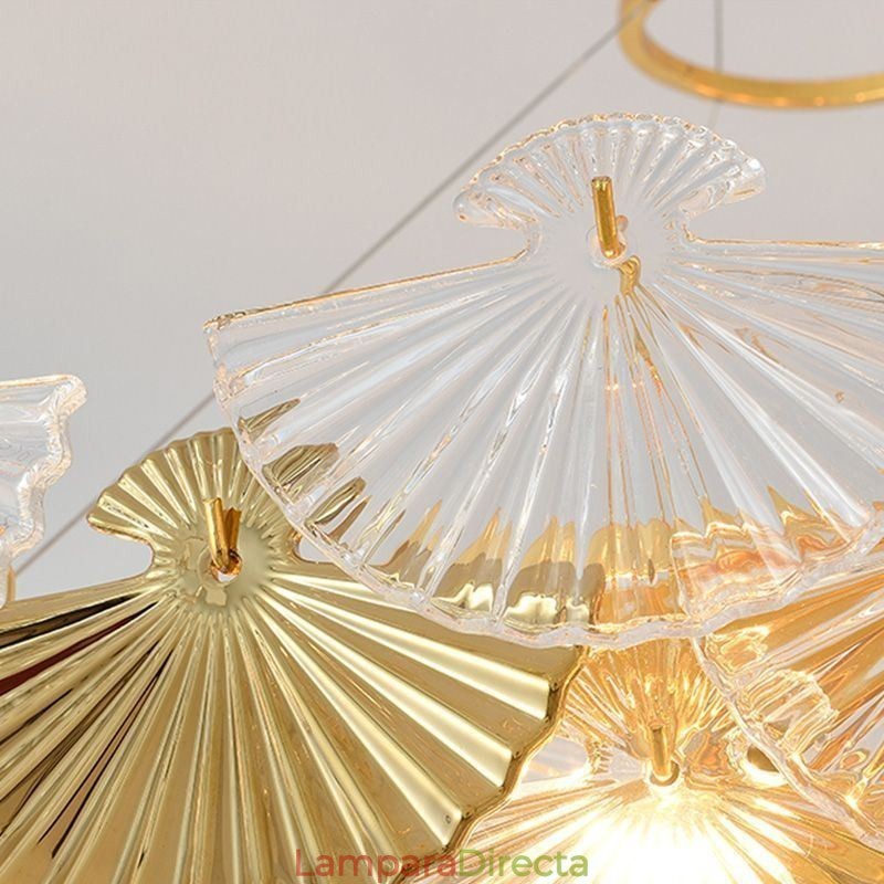 Lámpara colgante de cristal estilo europeo con forma de abanico