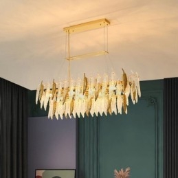 Lámpara colgante ovalada de plumas de cristal artístico
