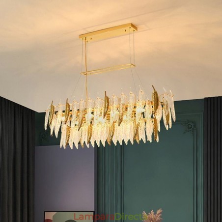 Lámpara colgante ovalada de plumas de cristal artístico Lámpara colgante ovalada de plumas de cristal artístico