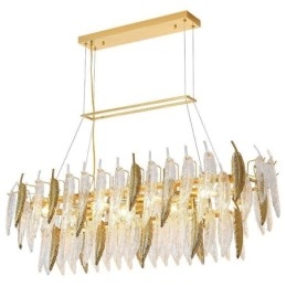 Lámpara colgante ovalada de plumas de cristal artístico