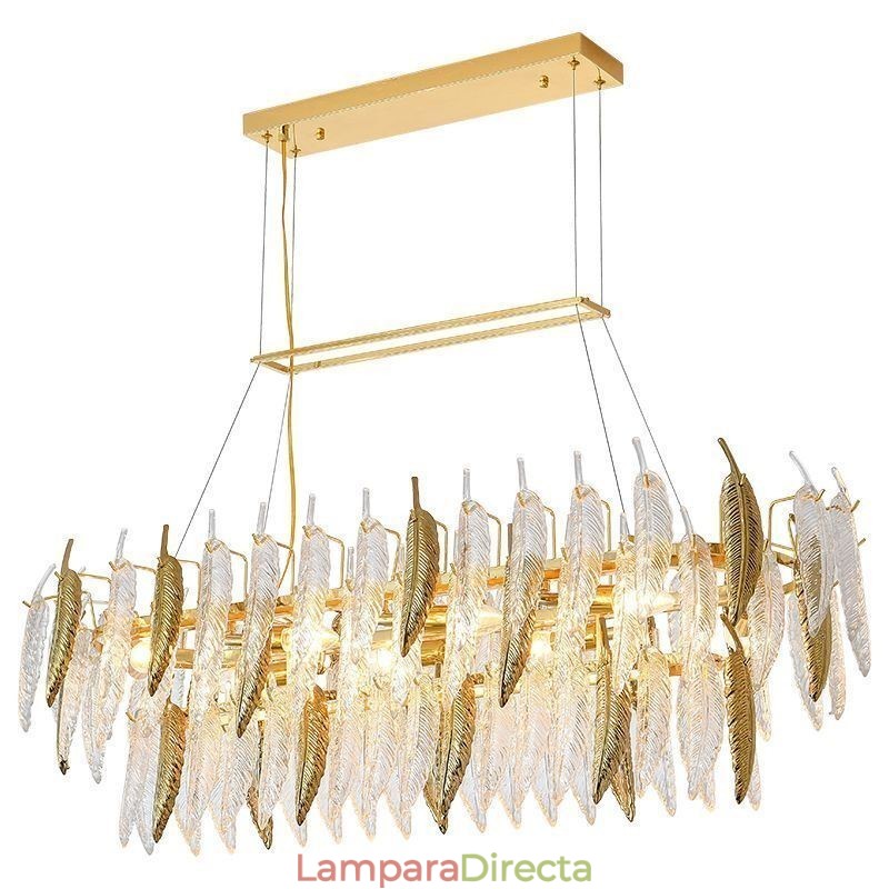 Lámpara colgante ovalada de plumas de cristal artístico